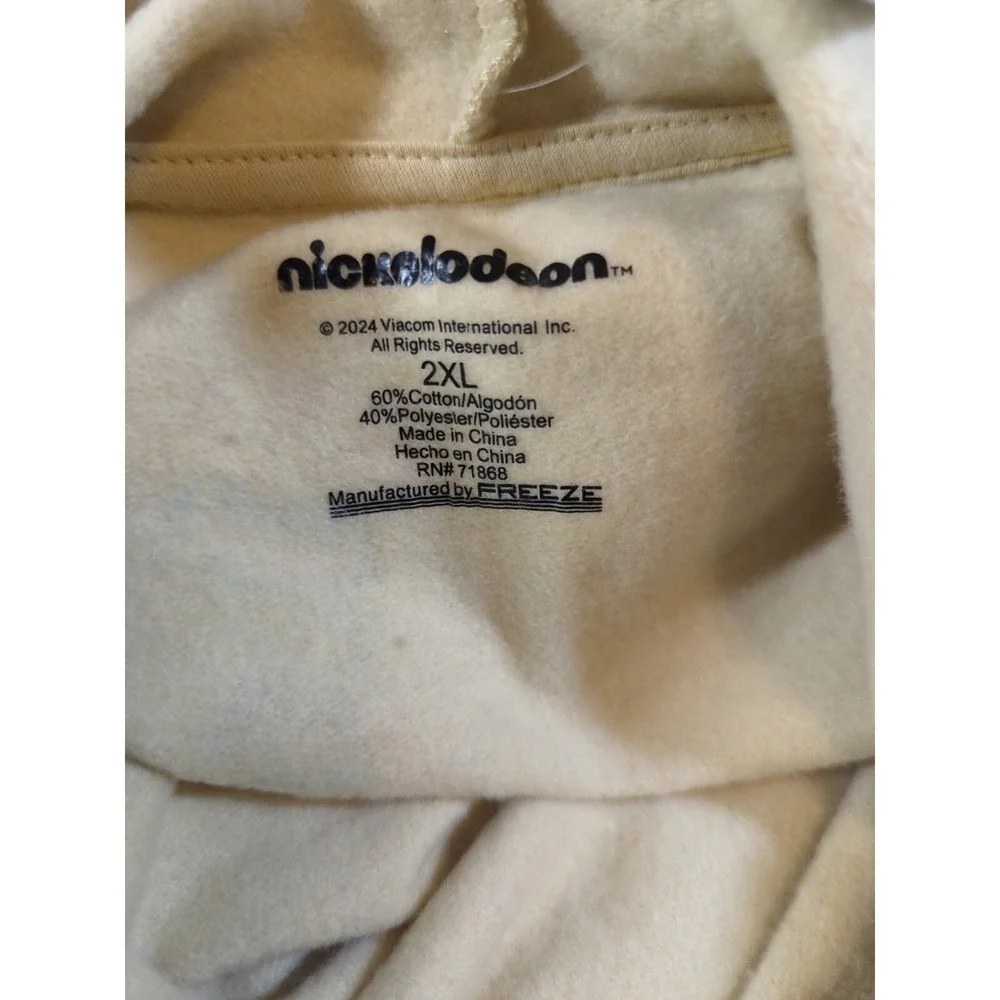 Nickelodeon Rugrats/Hey Arnold/Ren & Stimpy/Rocket Power White Hoodie, Men's 2XL